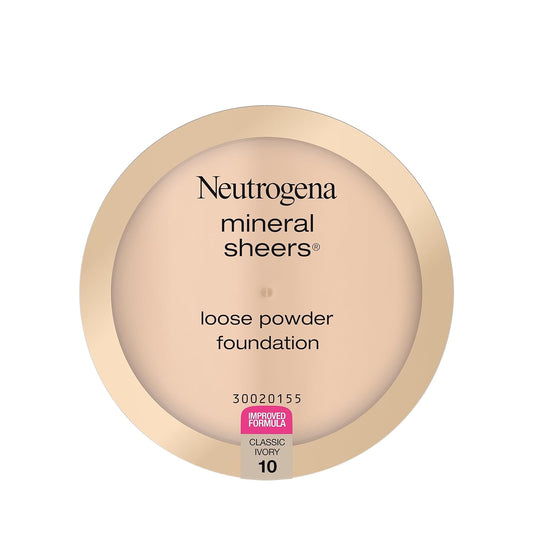 Mineral Sheers Lightweight Loose Powder Foundation - Vitamins A, C & E Infused, Buildable Coverage, Redness Reducer, Classic Ivory 10, 0.19 oz