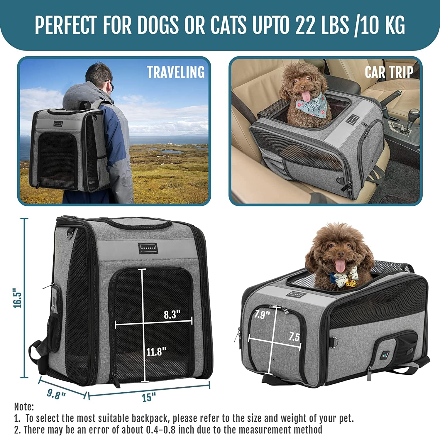 Travel in Style: Cozy Cat & Dog Backpack Carrier with Plush Comfort & Breathable Design – Perfect for Adventures up to 22 Lbs! 🐾🦮🏕️