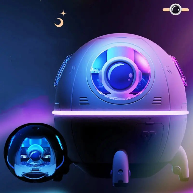 GalaxyGlow Space Capsule Humidifier – USB Type-C Portable Cool Mist with Night Light